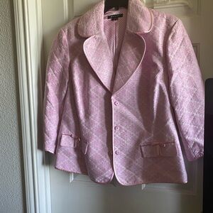 Pink Quilted Blazer with Bow Accents